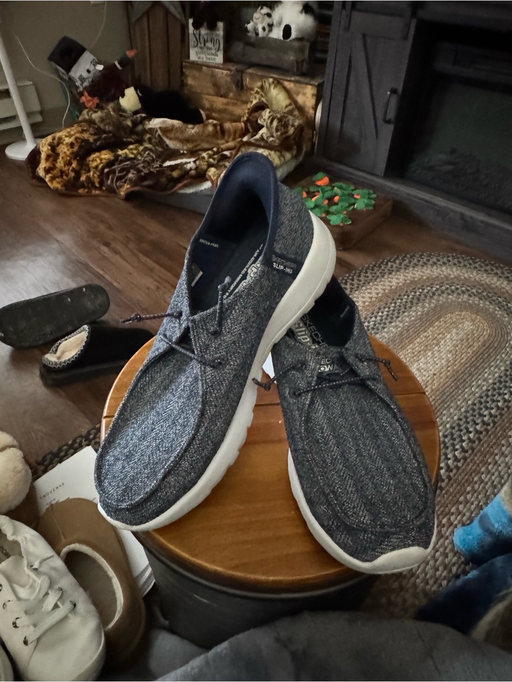 Sketchers Casual women’s Slip-On Sneakers - Blue/silver Knit
